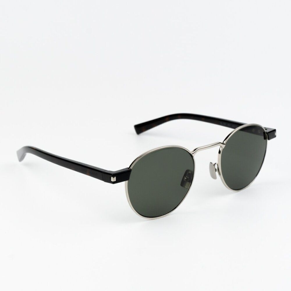 NEW Saint Laurent SL707 001 Silver Havana Grey Oval Unisex Sunglasses - Picture 6 of 12